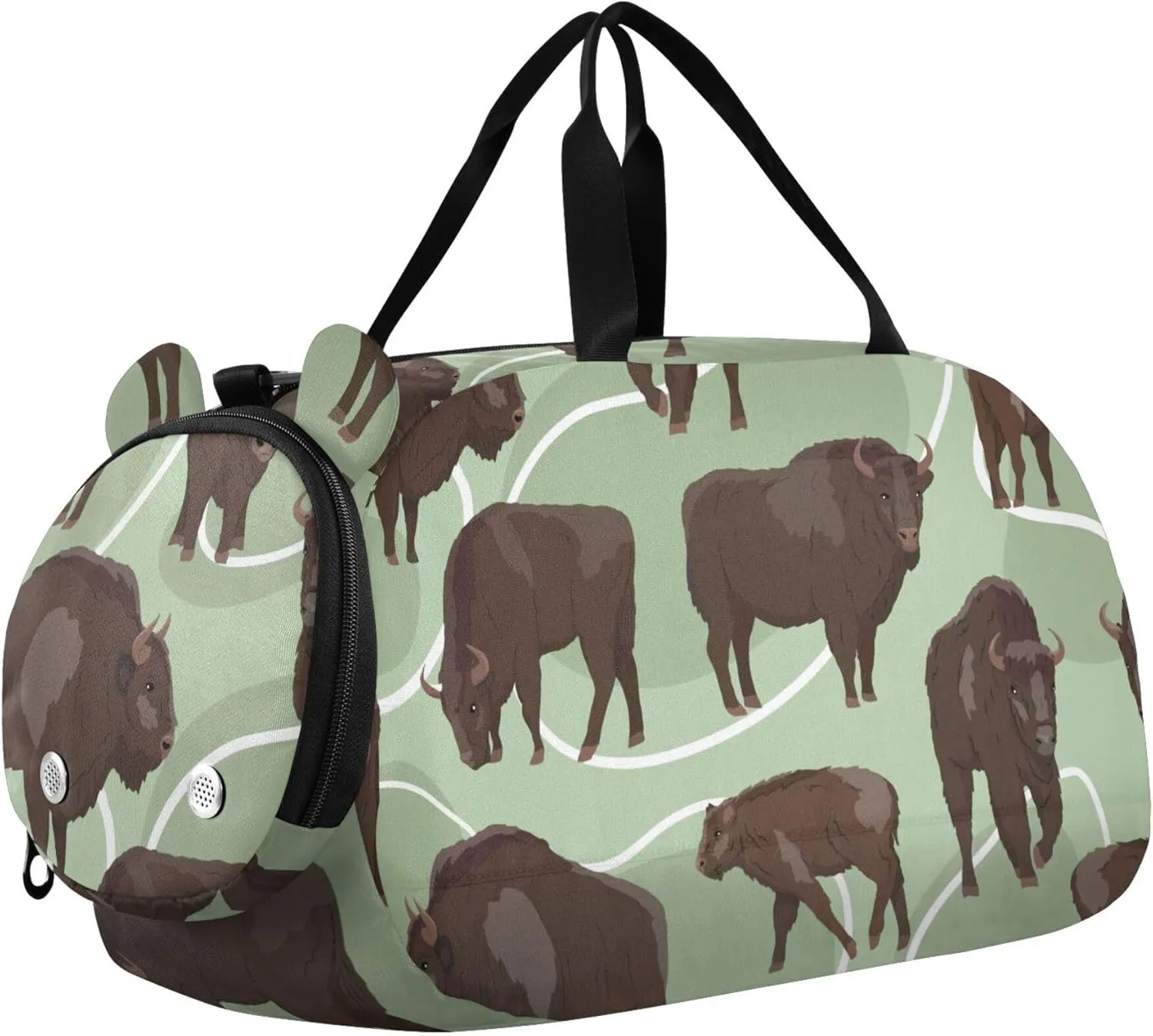 Forest Bison Sports Duffle Bag for Girls Boys, Gym Bag with Shoe Compartment, Kids Travel Overnight Weekender Shoulder Bag