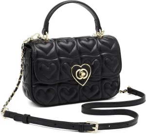 FOXLOVER Small Quilted Crossbody Bags for Women Trendy Women's Shoulder Handbags Heart-shaped Twist Button Lightweight