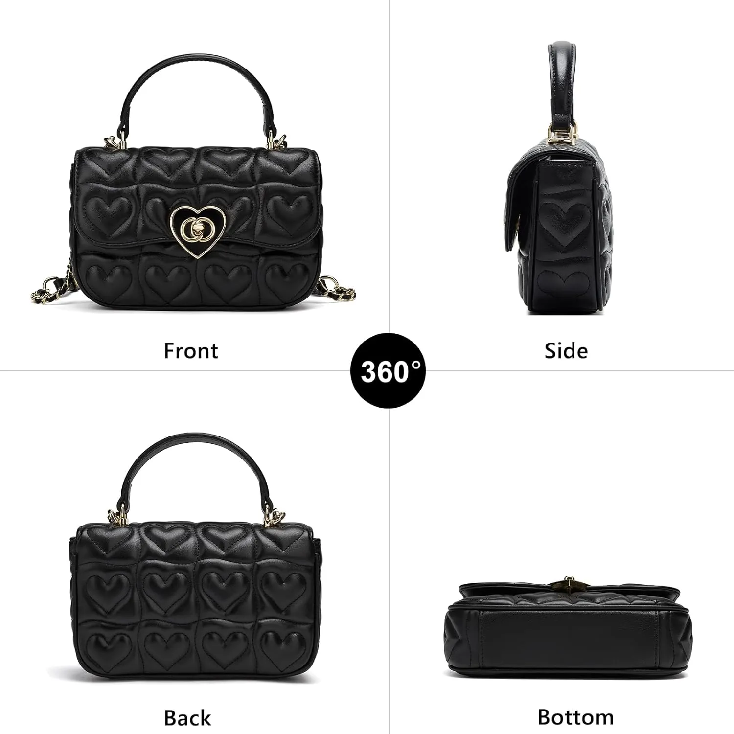 FOXLOVER Small Quilted Crossbody Bags for Women Trendy Women's Shoulder Handbags Heart-shaped Twist Button Lightweight
