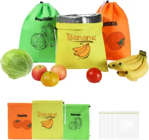Fresh Reusable Storage Bag for Tomatoes, Bananas, and Lettuce (Produce Bags)- A foil lined vegetable and fruit storage bag suitable for fresh, frozen, and refrigerated use