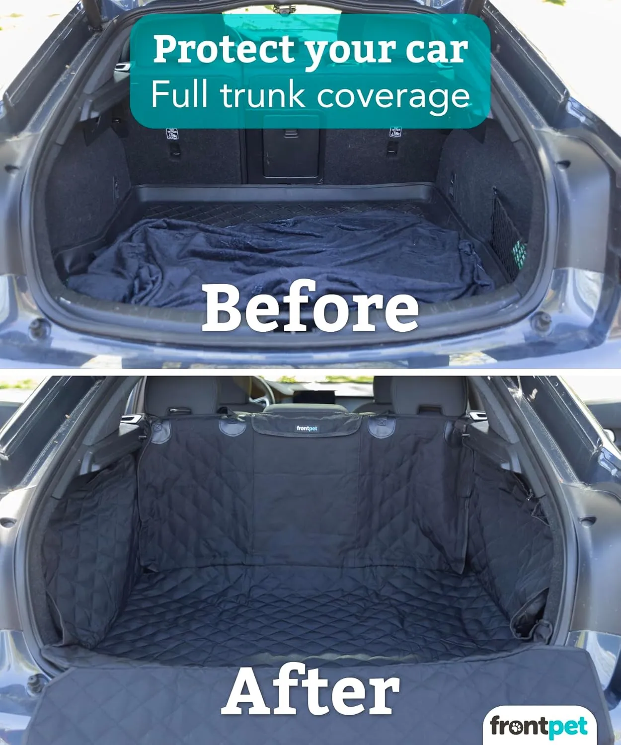 FrontPet SUV Cargo Liner for Dogs - Water-Resistant Pet Trunk Cargo Cover Mat for SUVs and Sedans with Bumper Flap Protector, Trunk Cover, Non-Slip Liner, (35" X 40") Upgraded 2025