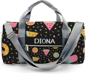 Fruit Ice Cream Personalized Sport Duffel Bag Custom Name Travel Gymnastics Sports Gym Dance Training Weekend Bag for Women Men