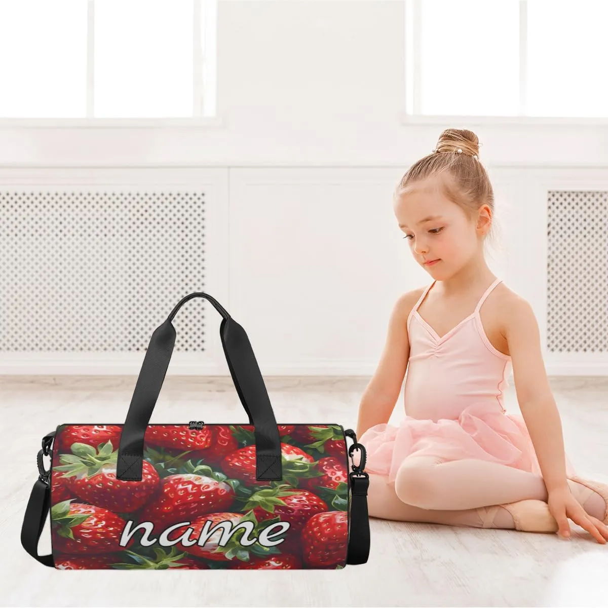 Fruit Red Strawberry Custom Duffel Bags Weekender Bags Custom Sport Duffel Bag Carry on Overnight Weekender Bag