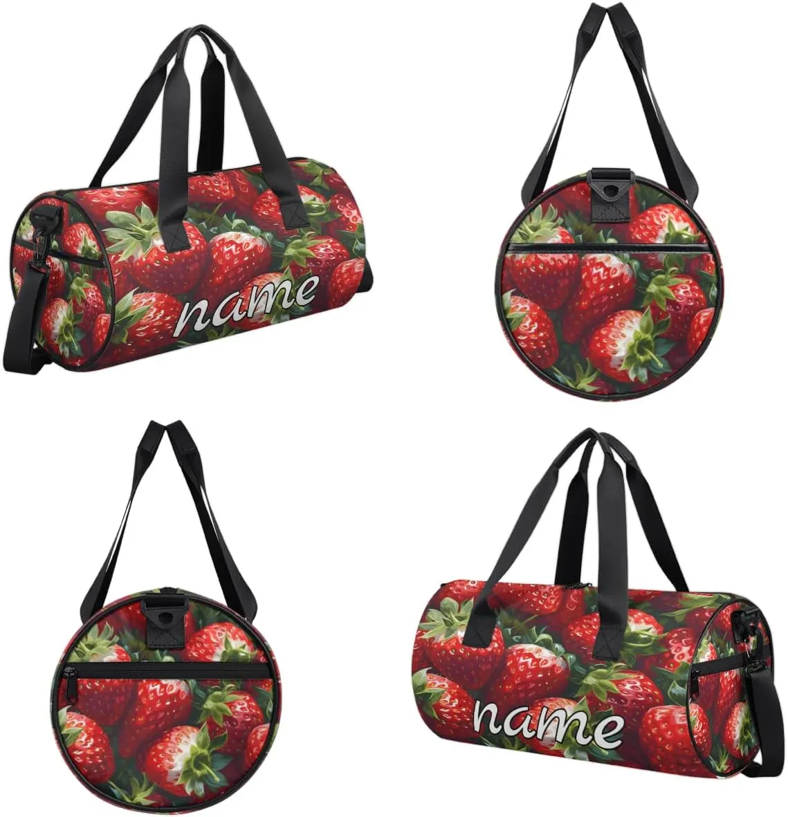 Fruit Red Strawberry Custom Duffel Bags Weekender Bags Custom Sport Duffel Bag Carry on Overnight Weekender Bag