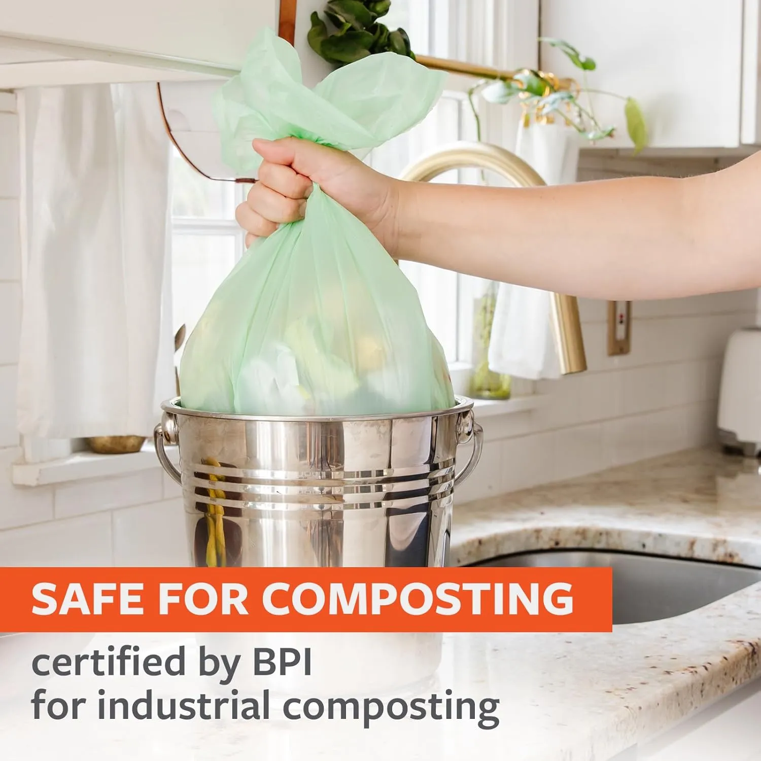 Full Circle Compostable Bags for Food Waste – 4-Gallon Size, 100ct, 4 Boxes of 25 – Plant-Based, Tear and Leak-Resistant Compost Bags