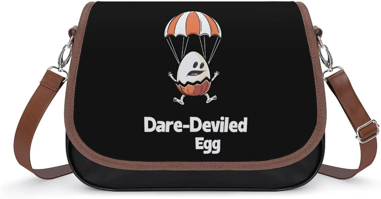 Funny Egg Dare-Deviled Egg Crossbody Bags for Women PU Leather Tote Bag Purse Shoulder Bag for Travel Office