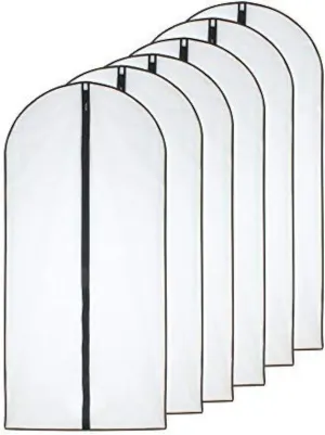 Garment Bag (Set of 6) Plastic Garment Bags with Zipper Hanging Clothes Cover Dress Bag for Suits, Coats Closet (24'' x 40'', Black)