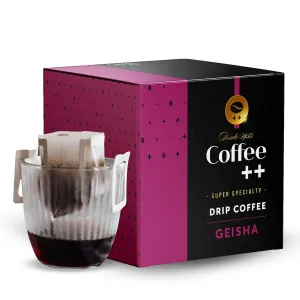 Geisha COFFEE PLUS | Unique Flavor in Portable Drip Bags | 100% Geisha Coffee Beans | Exclusive Single Origin of an Award-Winning Coffee | Single Serve Pour Over | Box with 10 Individual Packets