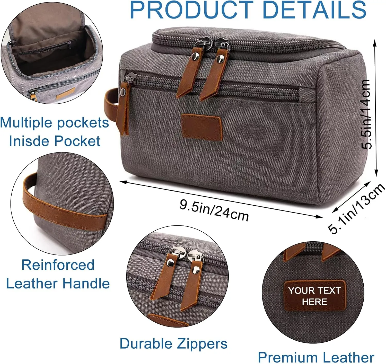 Generic Personalized Hanging Travel Toiletry Bag Hanging Toiletry Bags for Traveling Duffle Bag for Men Dopp Kit Personalized Gifts for Men Husband Gray