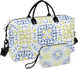 Geopattern Withmetric Motifs Travel Handle Bag Set - Multiple Compartments and Airplane Approved, Storing Travel Bag with Small Storage Bag for Weekend Getaways, Business Trips