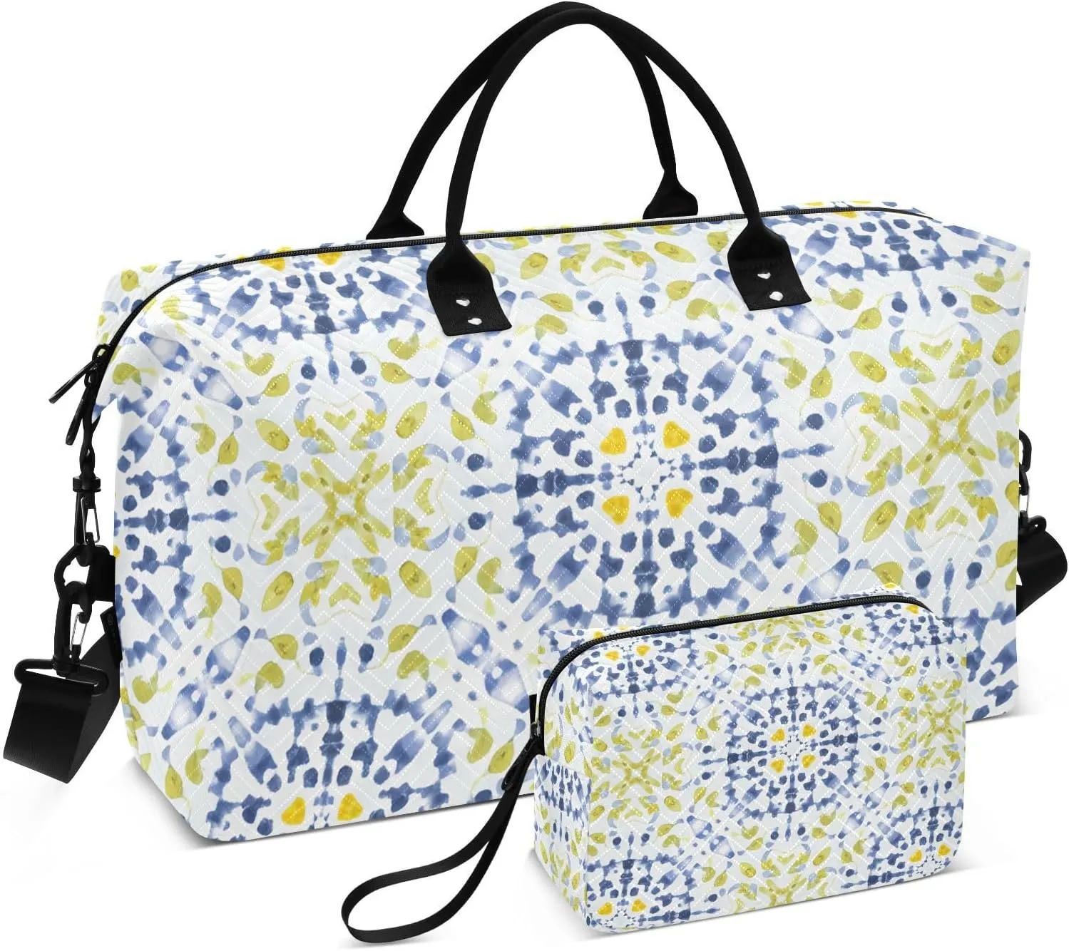 Geopattern Withmetric Motifs Travel Handle Bag Set - Multiple Compartments and Airplane Approved, Storing Travel Bag with Small Storage Bag for Weekend Getaways, Business Trips