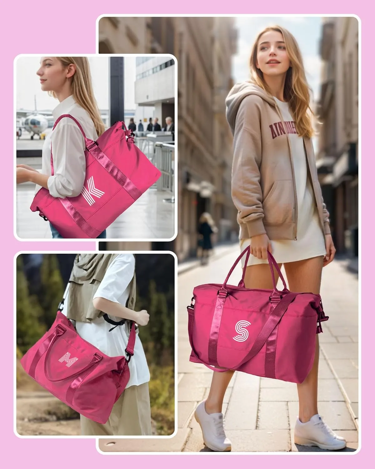 Gifts for Teen Girl, Birthday Gift, Kids Travel Bag, Monogrammed Bags for Girls, Sports Bag, Personalized Weekender Bag, Monogram Overnight Bag Gift for Her (Letter A)