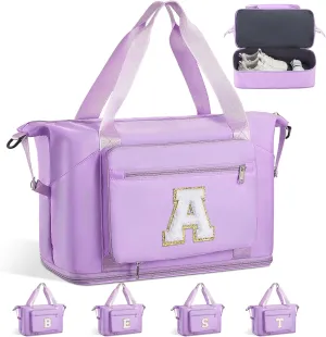 Gifts for Women & Teenage Girls,Hospital for Women Labor Delivery Duffle Bag, Large Clinical Nurse Nursing Mommy Baby Bag,Personalized Initial Carry On Travel Duffel Bag for Kids Teenage -Purple A