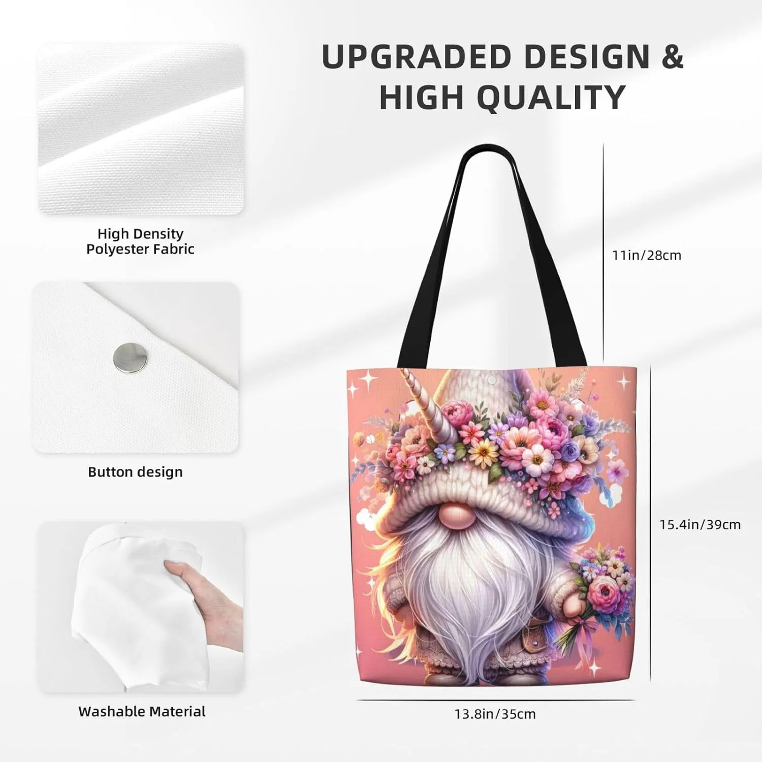 Gold Circular Design Canvas Shoulder Bag Reusable Tote Bag Soft Lightweight Cloth Bags For Women Girls Lady Casual
