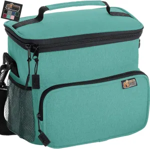 GORILLA GRIP Reusable Insulated Lunch Box Bag for Women Men, Large Leakproof Soft Cooler Bags, Multiple Compartments, Mesh Pockets, Adjustable Strap, Food Tote Keeps Drinks Cold, 8L, 10x9, Turquoise