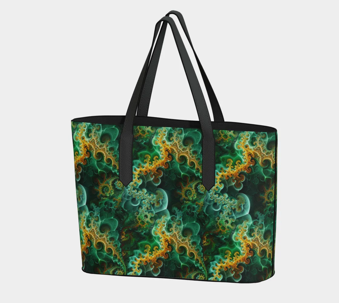 Green Fractal Garden Vegan Leather Bag