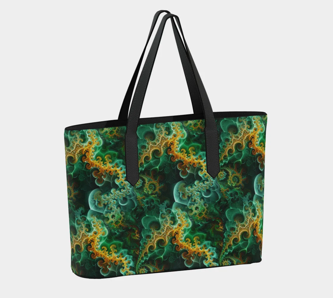 Green Fractal Garden Vegan Leather Bag