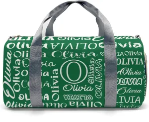 Green Personalized Duffel Bag with Name Text Custom Travel Bag for Woman Men Sports Gym Dance Bags Wet Dry Pockets Shoe Compartment Overnight Weekend Bag