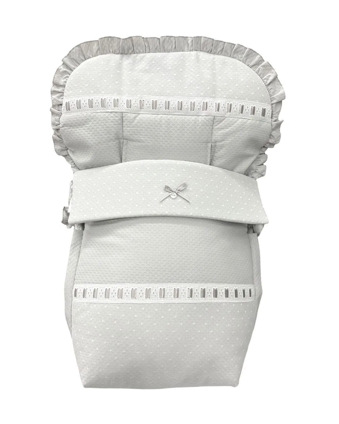 Grey and White car seat footmuff