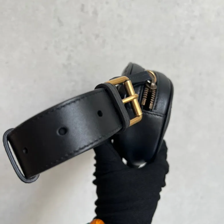 GUCCI GG Marmont Black Leather Belt Bag Medium