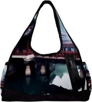 Gym Bags for Men,Travel Duffel Bags for Women,Forest Ancient Building Bridge,Workout Bag