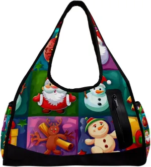 Gym Bags for Men,Travel Duffel Bags for Women,Xmas Snowman Santa Bear Reindeer,Workout Bag