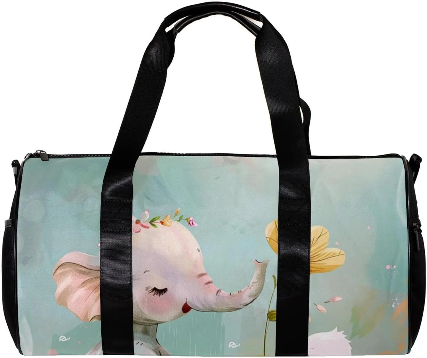 Gym Bags for Women,Duffle Bag for Travel,Flower Bush Rabbit and Elephant,Gym Bag for Men