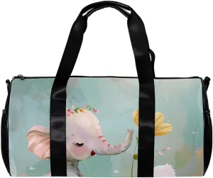 Gym Bags for Women,Duffle Bag for Travel,Flower Bush Rabbit and Elephant,Gym Bag for Men