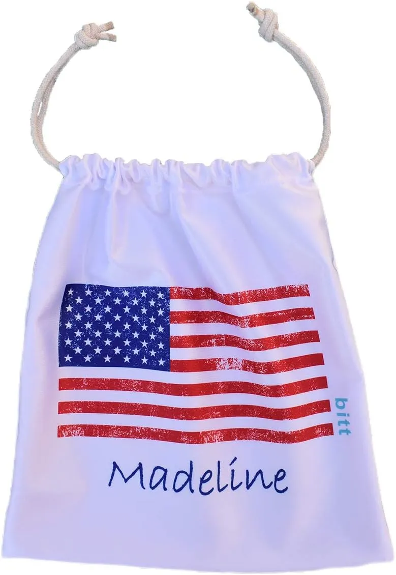 Gymnastics Grip Bags Custom USA and Patriotic Designs with Options to Personalize and add Crystals (Vintage American Flag Personalized)