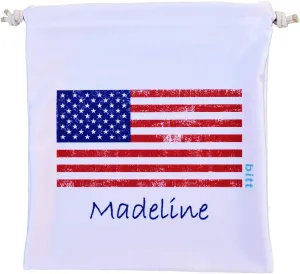 Gymnastics Grip Bags Custom USA and Patriotic Designs with Options to Personalize and add Crystals (Vintage American Flag Personalized)