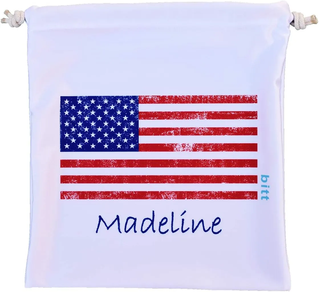 Gymnastics Grip Bags Custom USA and Patriotic Designs with Options to Personalize and add Crystals (Vintage American Flag Personalized)