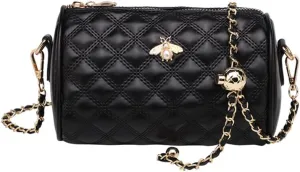 Hanbella Crossbody Purse for Women - Cute Quilted Leather Shoulder Bag with Gold Chain Strap for Teen Girls - Womens Clutch