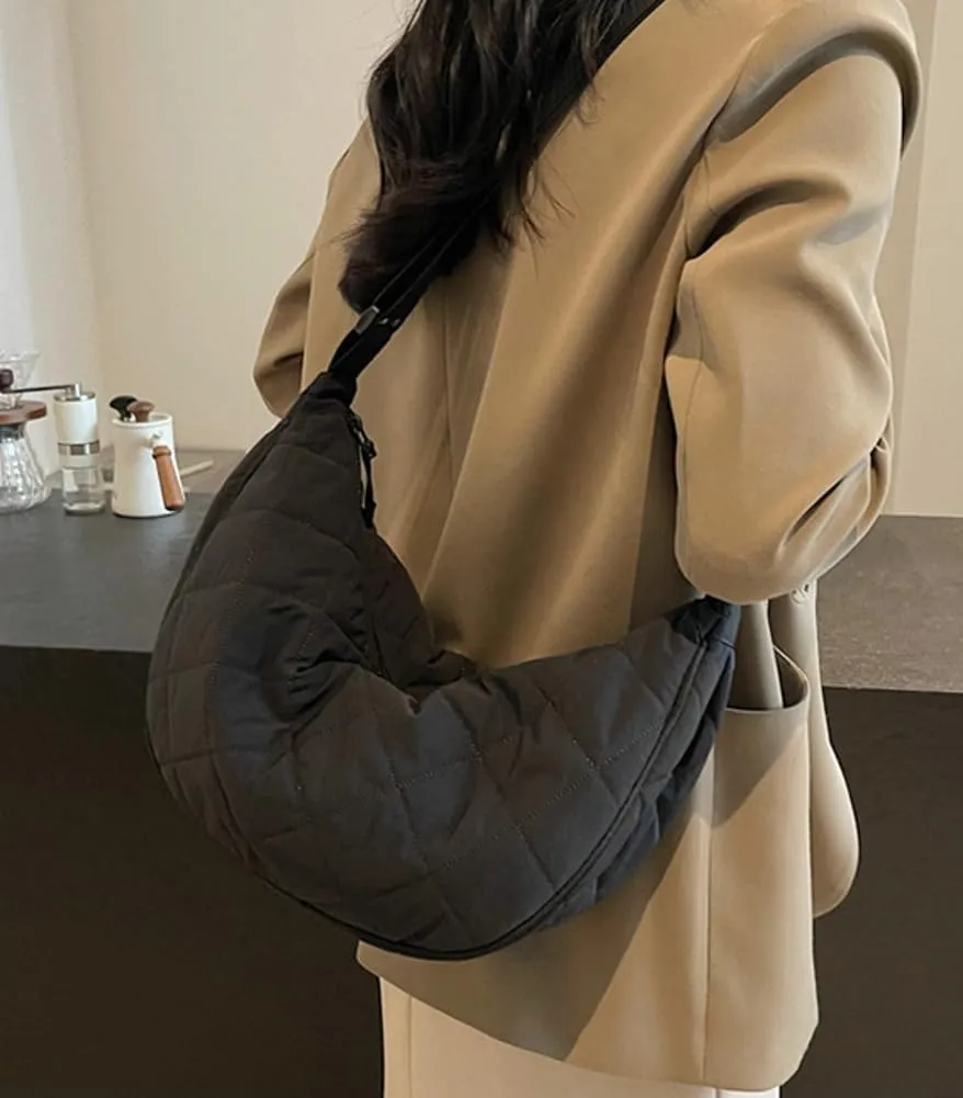 Hand Bags for Women 2024 Puffer Tote Bag Dumpling Bag Crescent Bag Nylon Crossbody Bags for Women Quilted Bag Commuter Tote