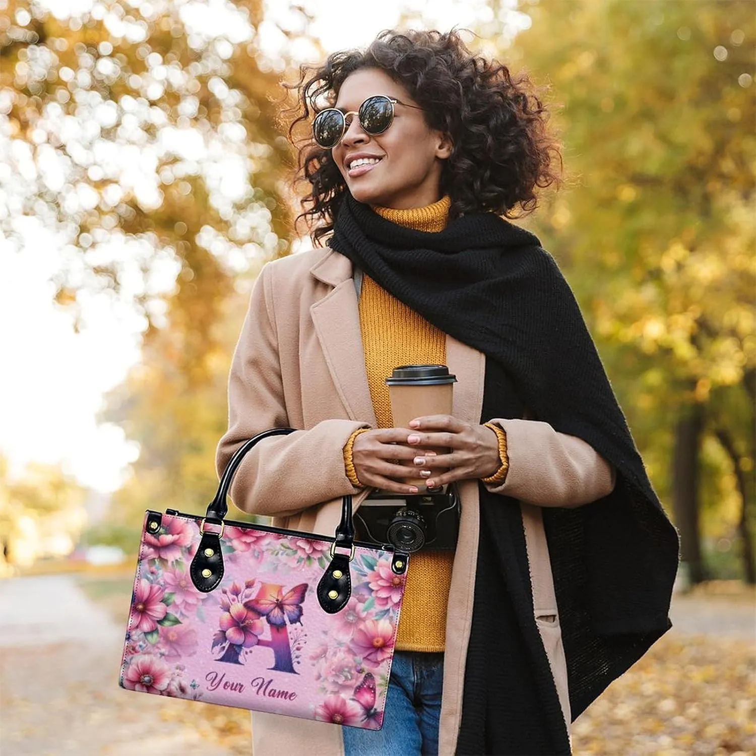 Handbags for Women - Personalized Leather Purse with Name Photo - Tote Bags for Mom Grandma - Custom Gifts Ideas for Her