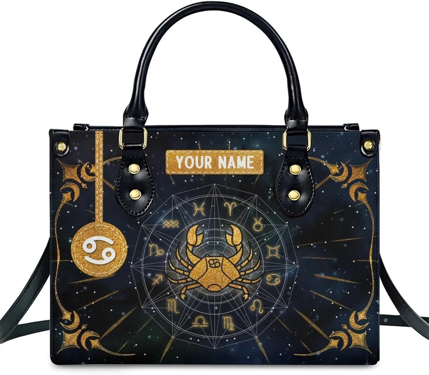 Handbags for Women - Personalized Leather Purse with Name - Tote Bags for Mom Grandma - Zodiac Gifts Ideas for Her
