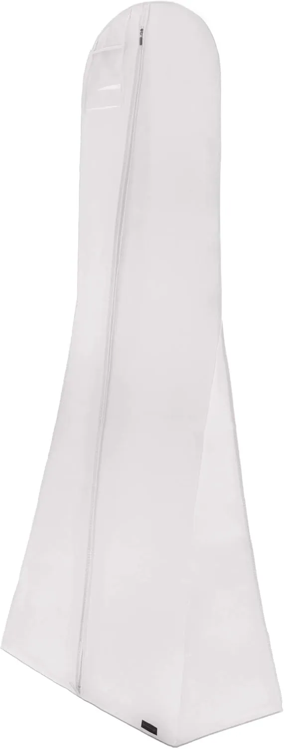 HANGERWORLD Large Wedding Dress Garment Bag Cover - 72" x 24" with Extra Wide Gusset 32" for Long Poufy Dress and Trains, Breathable, Acid-Free (White)