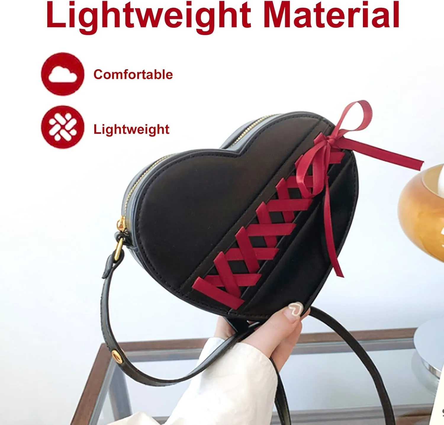Heart Shape Satchel Crossbody Purse for women Zip Around Shoulder Bag Trendy Tote Shoulder Bag with Adjustable Strap