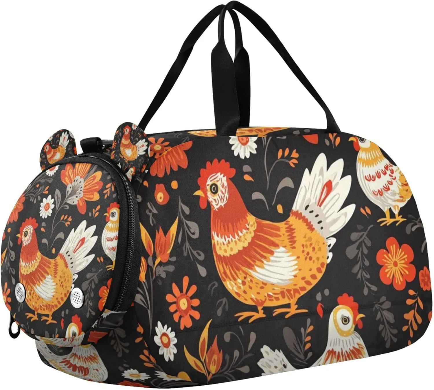Hens and Chicks Ethnic Duffle Bag for Kids Girls Boys, Sports Gym Bag with Shoe Compartments, Kids Travel Overnight Weekender Shoulder Bag