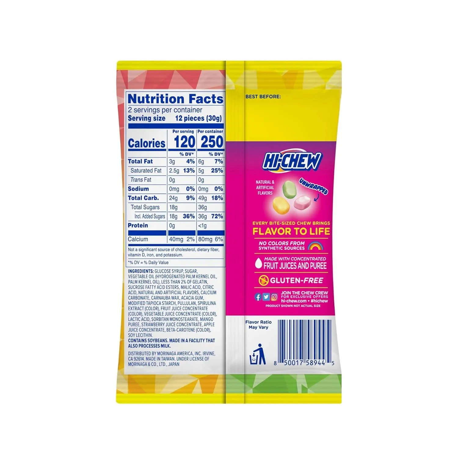 HI-CHEW Bites Original Mix Bulk Candy, Pack of 12 Bags, 2.12oz each - Mango Green Apple Strawberry Chewlets - Unique Fun Soft & Chewy Taffy Candy, Immensely Juicy Fruit Flavors