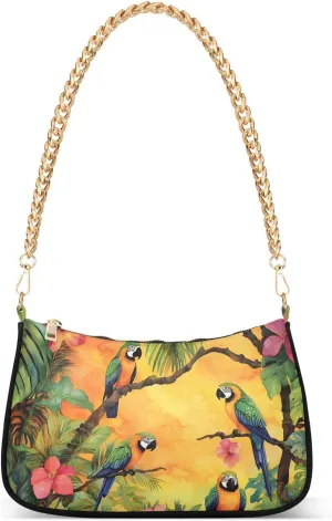 Hobo Bags for Women Bird Parrot Flowers Spring Tote Purses Small Handbags with Chain 20861095
