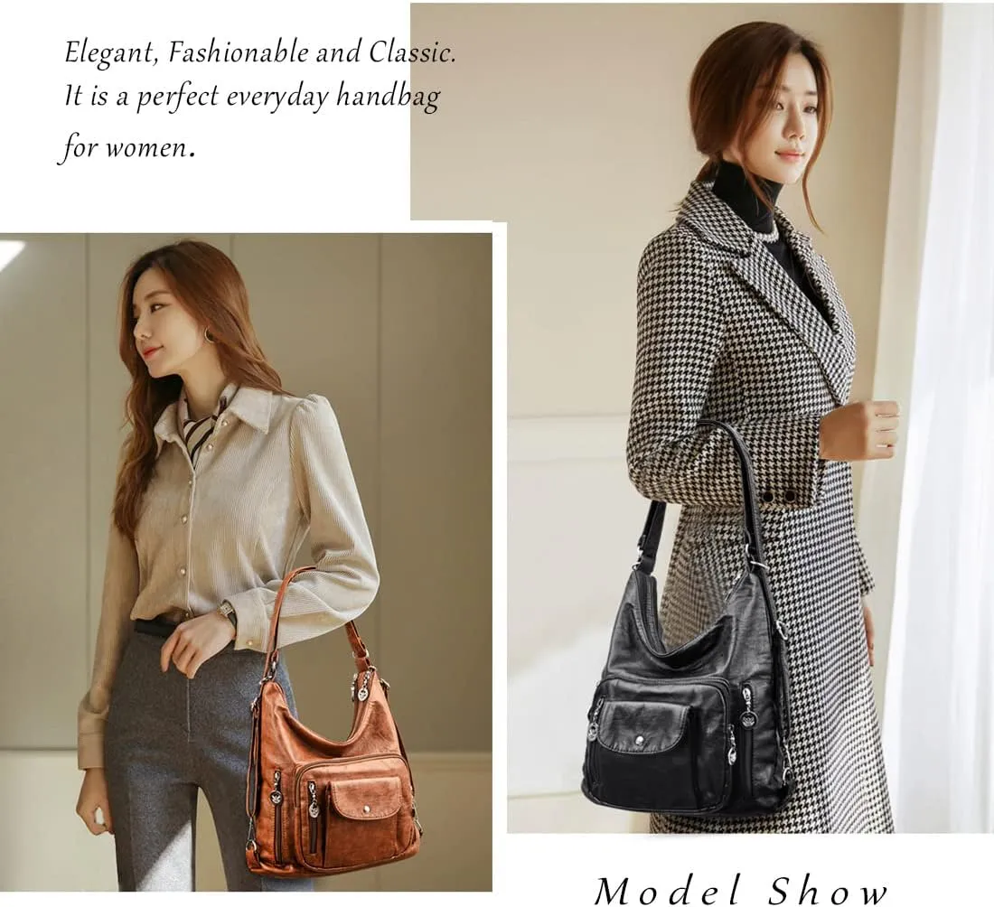 Hobo Bags for Women Large Purse and Handbags Soft PU Leather Women's Shoulder Bags with Multi Pockets Crossbody Bag