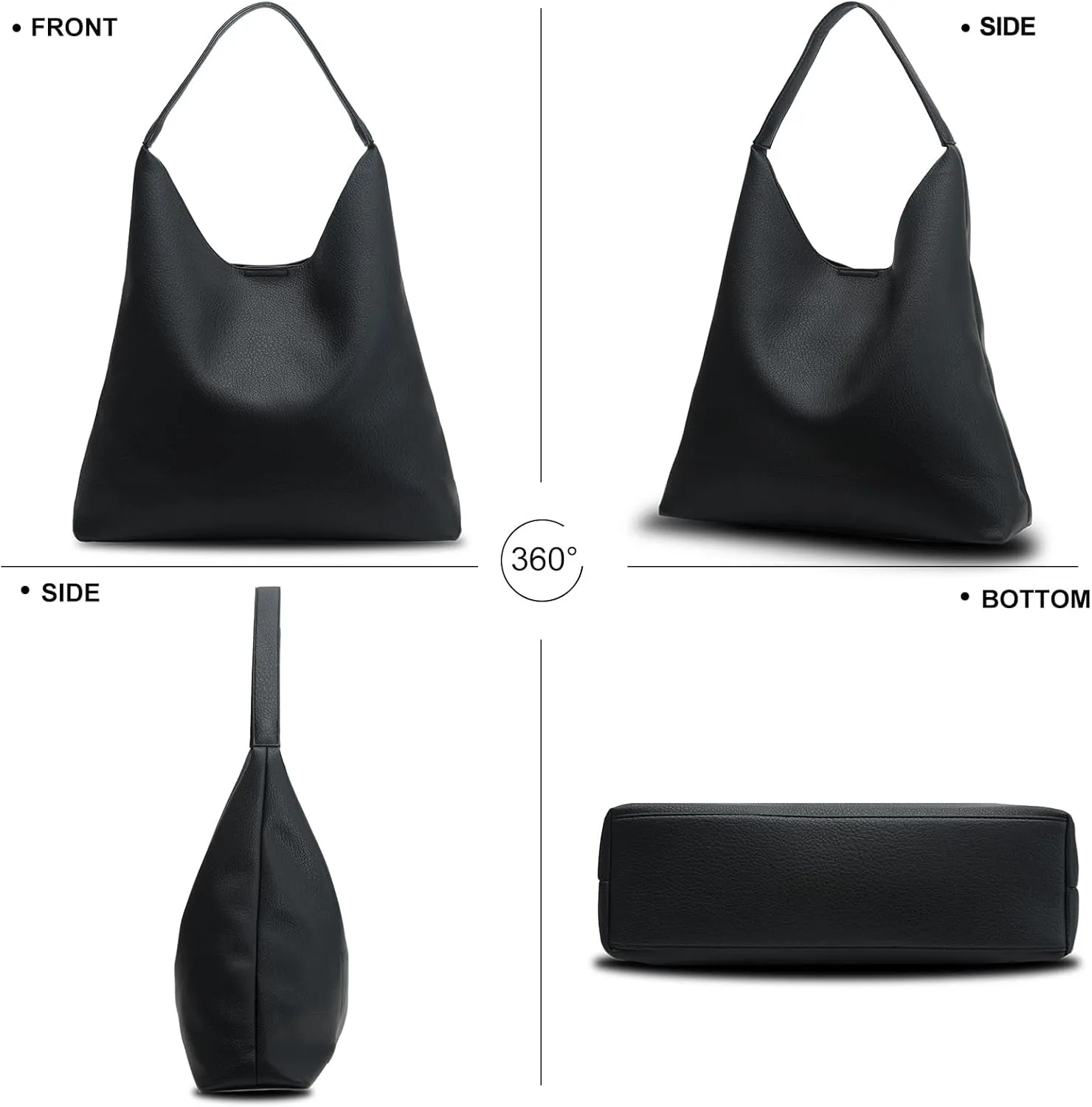Hobo Bags for Women Soft PU Leather Shoulder Handbag high-capacity Slouchy Tote Purses
