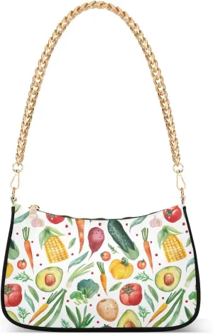 Hobo Bags for Women Vegetables Corn Carrot Tote Purses Small Handbags with Chain 20858086