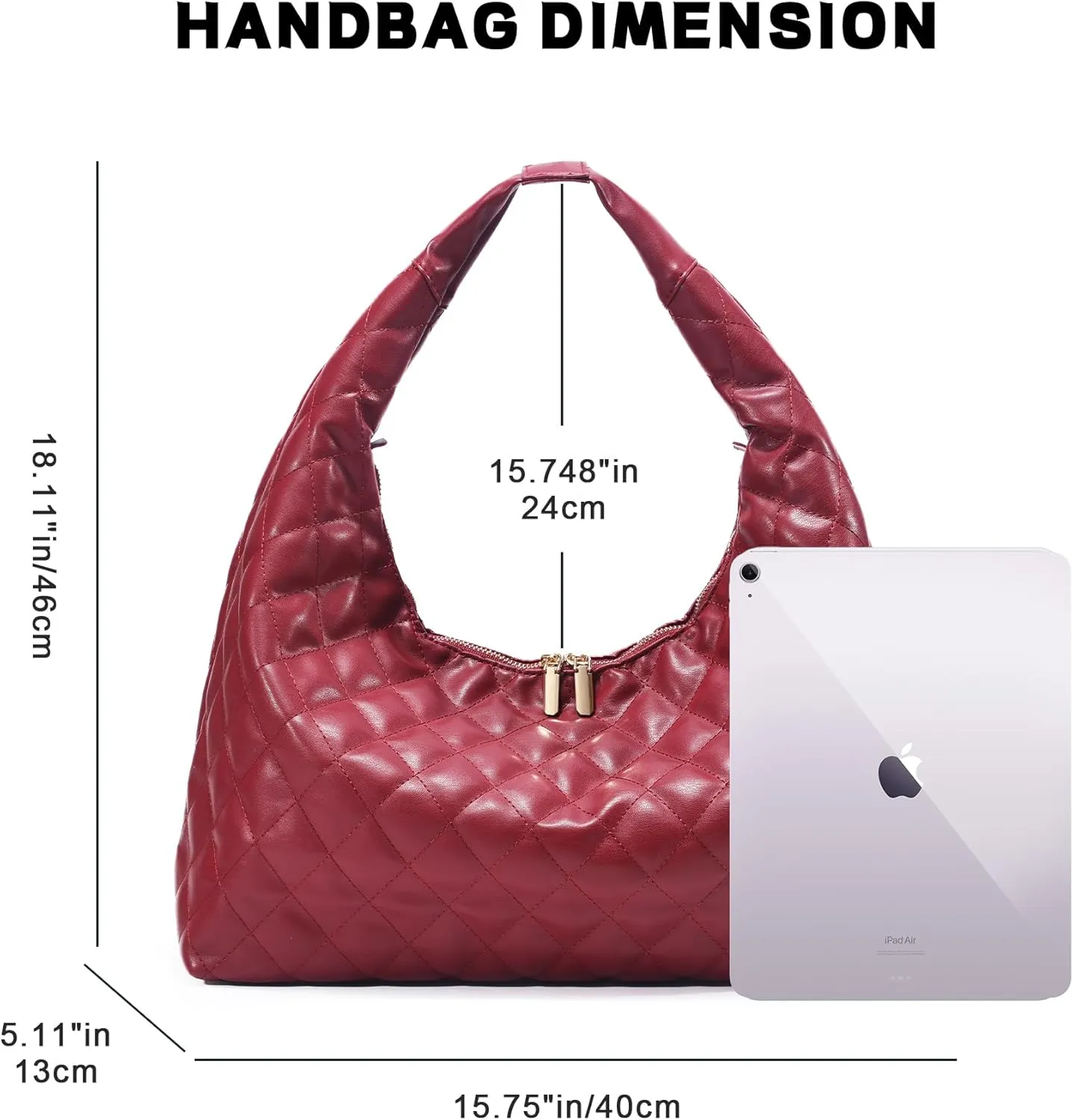 Hobo Shoulder Bags for Women Trendy Lightweight Soft Foldable Large Leather Tote Bags with Zipper Hobo Purse for Women