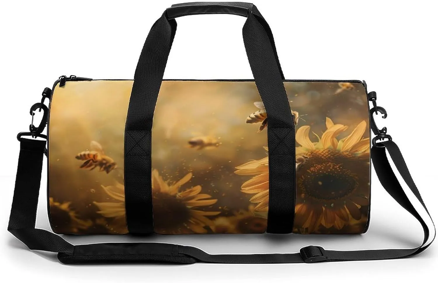 Honey Bees Flowers Lightweight Gym Bag for Men Women Travel Duffel Bag Sports Workout Bag with Adjustable Strap