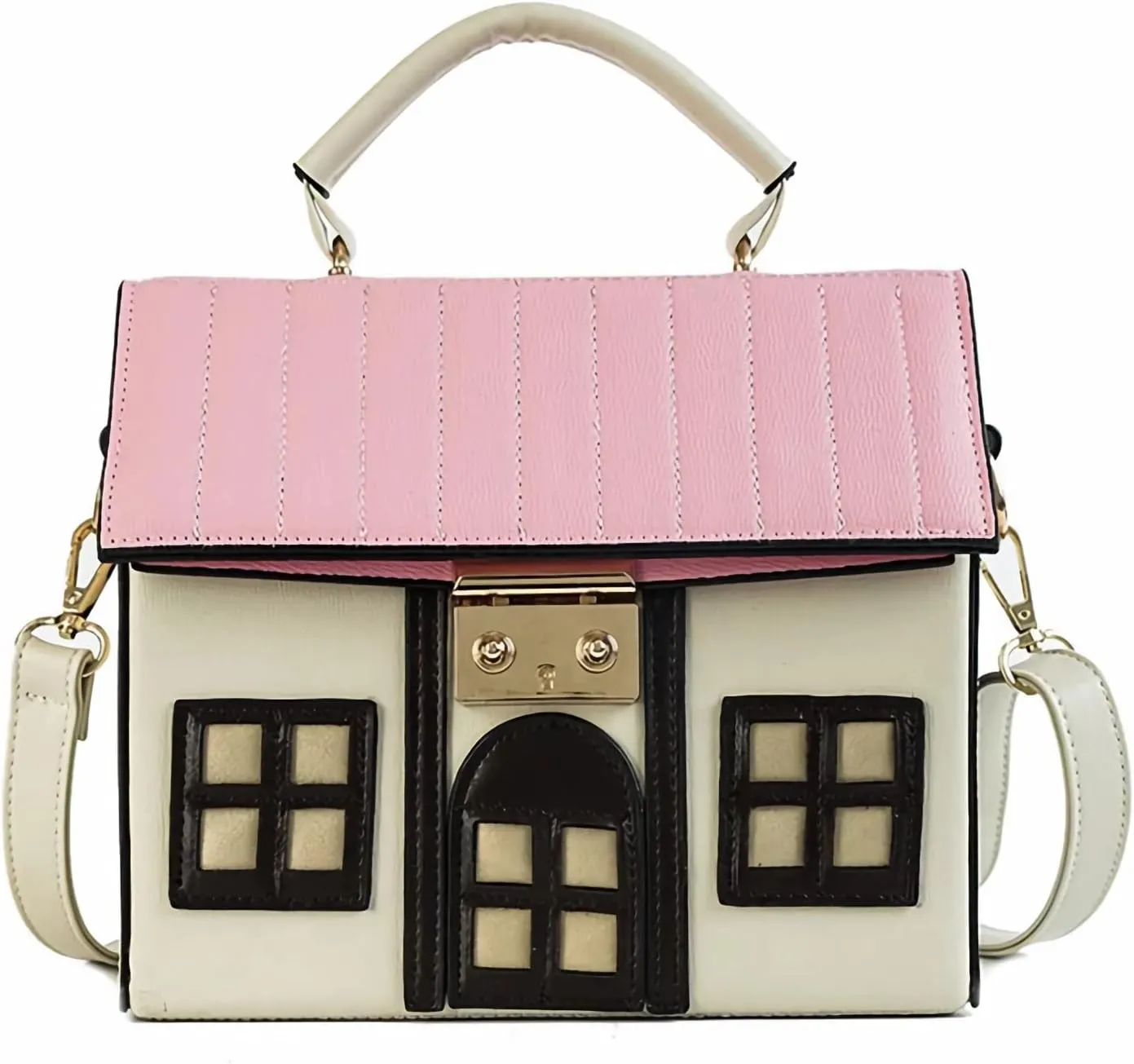 House Shaped Unique Novelty Purse for Women Mini Funny Weird Shoulder Crossbody Bag Handbag Clutch PU Leather
