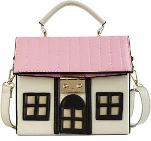 House Shaped Unique Novelty Purse for Women Mini Funny Weird Shoulder Crossbody Bag Handbag Clutch PU Leather