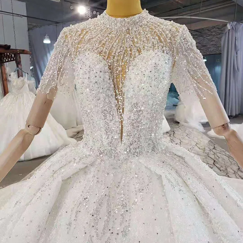 HTL2209 Ready To Ship Short Sleeve Fashion Luxury Princess Wedding Dress Bridal Gown