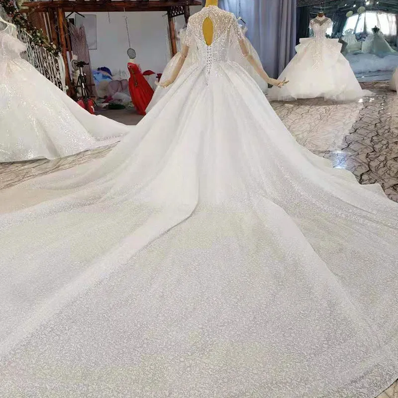HTL2209 Ready To Ship Short Sleeve Fashion Luxury Princess Wedding Dress Bridal Gown