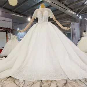 HTL2209 Ready To Ship Short Sleeve Fashion Luxury Princess Wedding Dress Bridal Gown
